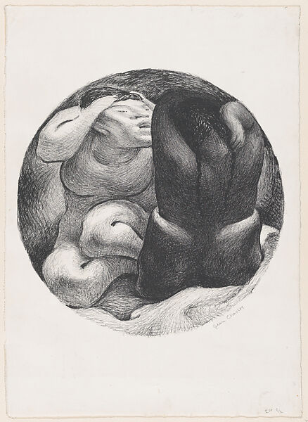 Women arranging their hair, a circular composition, Jean Charlot (French, Paris 1898–1979 Honolulu, Hawaii), Lithograph on stone 