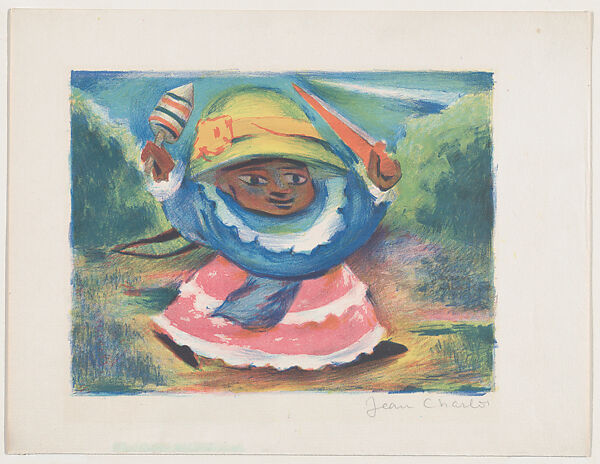 Malinche: a child holding toys and dancing, Jean Charlot (French, Paris 1898–1979 Honolulu, Hawaii), Colour lithograph on zinc 