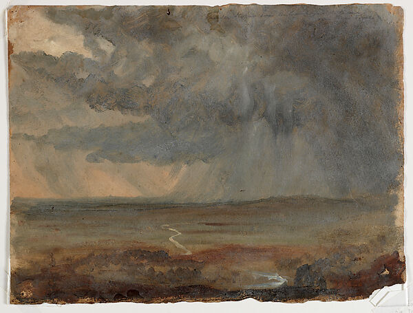 Stormy Landscape, Thomas Cole (American, Lancashire 1801–1848 Catskill, New York), Oil on paper, American 