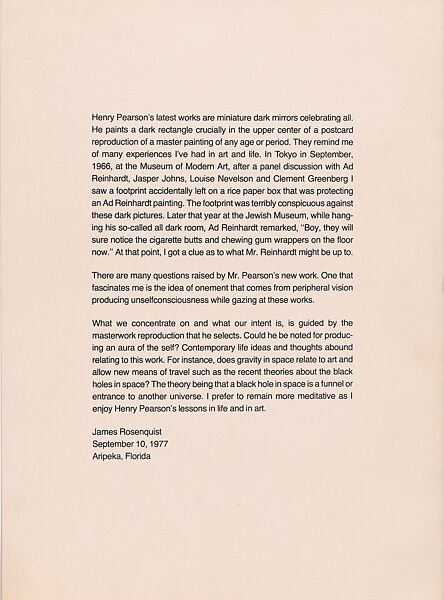 Untitled (Henry Pearson), Henry Pearson (American, Kinston, North Carolina 1914–2006 New York), Portfolio of eight screenprints with a text by James Rosenquist