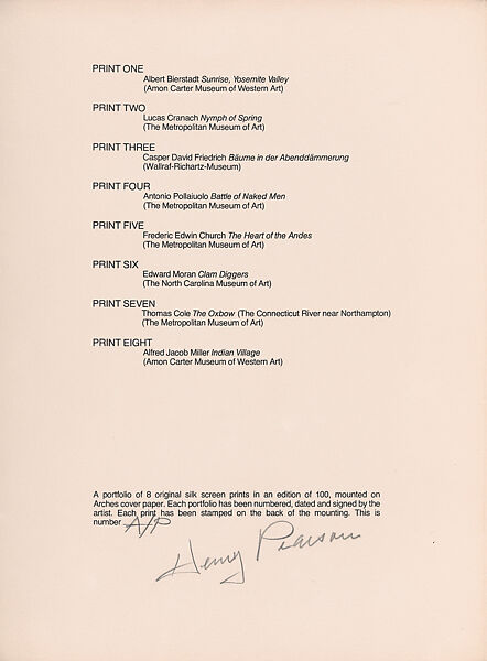 Untitled (Henry Pearson), Henry Pearson (American, Kinston, North Carolina 1914–2006 New York), Portfolio of eight screenprints with a text by James Rosenquist