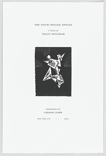 The Faith Healer Speaks, Gerson Leiber (American, Brooklyn 1921–2018), Book with seven linocuts in a plastic case 