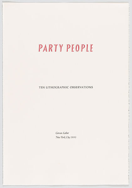 Party People, Gerson Leiber (American, Brooklyn 1921–2018), Portfolio of ten lithographs 
