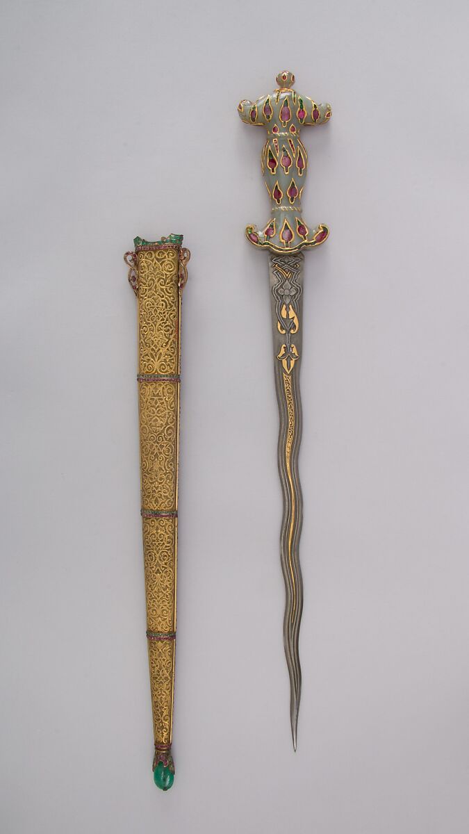 Tray of Jeweled Daggers, Steel, copper alloy, gold, silver, jade, rock crystal, gemstones, glass, Turkish