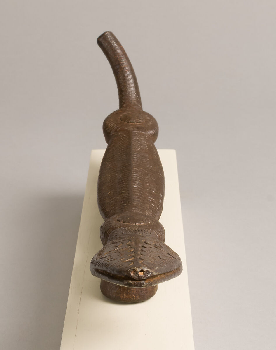 Door knocker in the shape of a crocodile-like creature, Wrought iron, Spanish