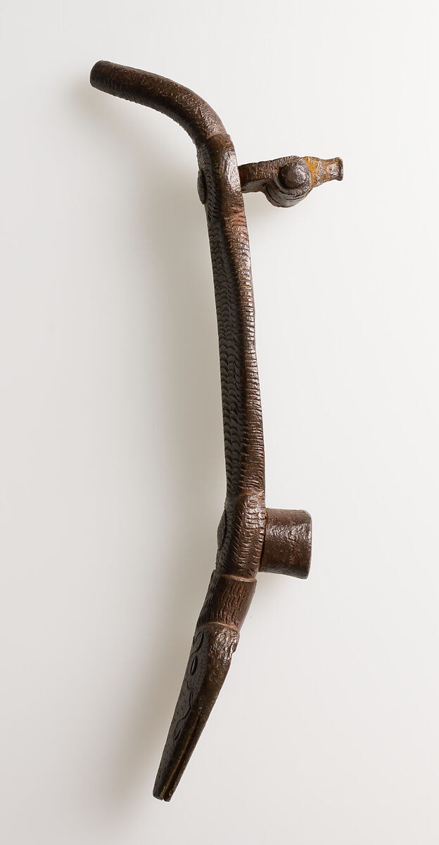 Door knocker in the shape of a crocodile-like creature, Wrought iron, Spanish