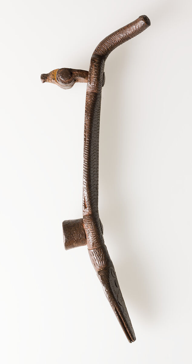 Door knocker in the shape of a crocodile-like creature, Wrought iron, Spanish