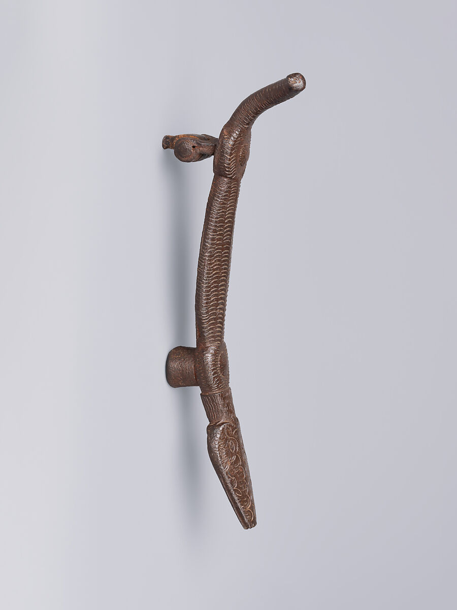 Door knocker in the shape of a crocodile-like creature, Wrought iron, Spanish