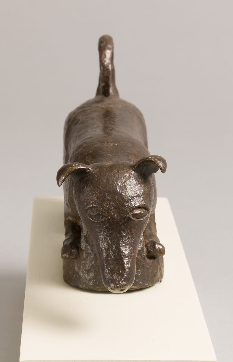 Door knocker in the shape of a small dog or puppy, Wrought iron, Spanish