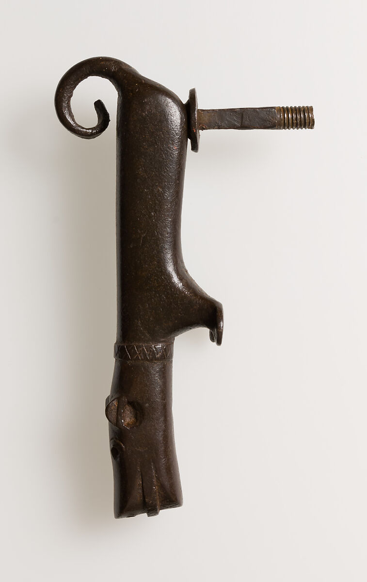 Door knocker in the shape of a small dog, Wrought iron, Spanish