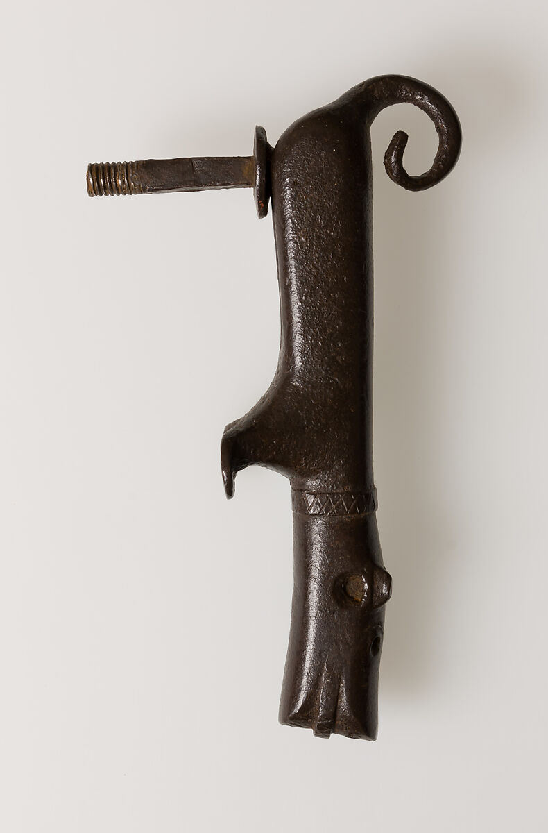 Door knocker in the shape of a small dog, Wrought iron, Spanish