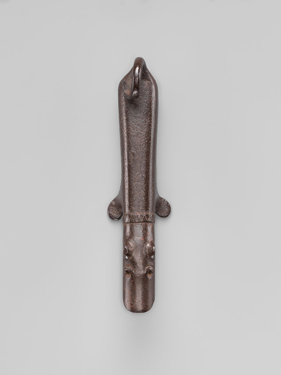 Door knocker in the shape of a small dog, Wrought iron, Spanish