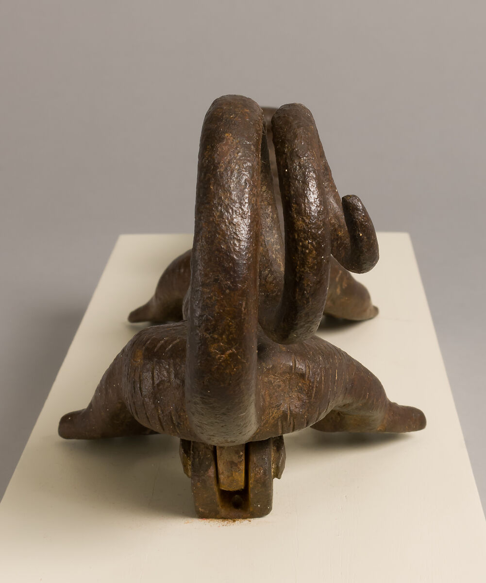 Door knocker in the shape of a lizard-like creature, Wrought iron, Spanish