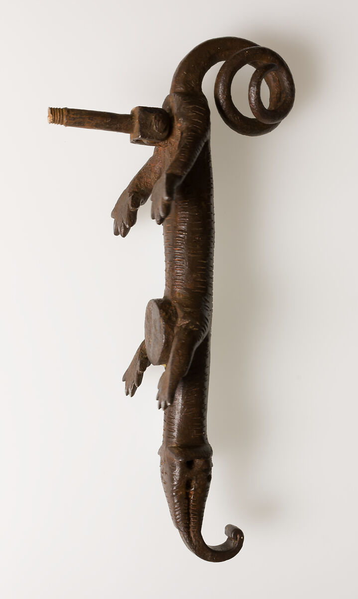 Door knocker in the shape of a lizard-like creature, Wrought iron, Spanish