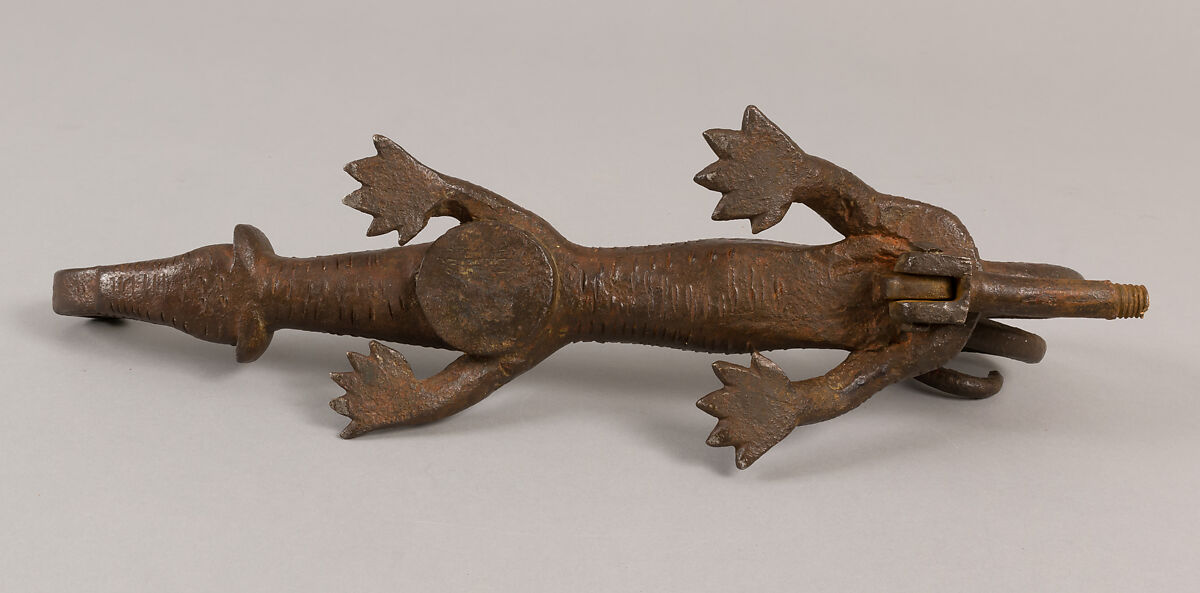 Door knocker in the shape of a lizard-like creature, Wrought iron, Spanish