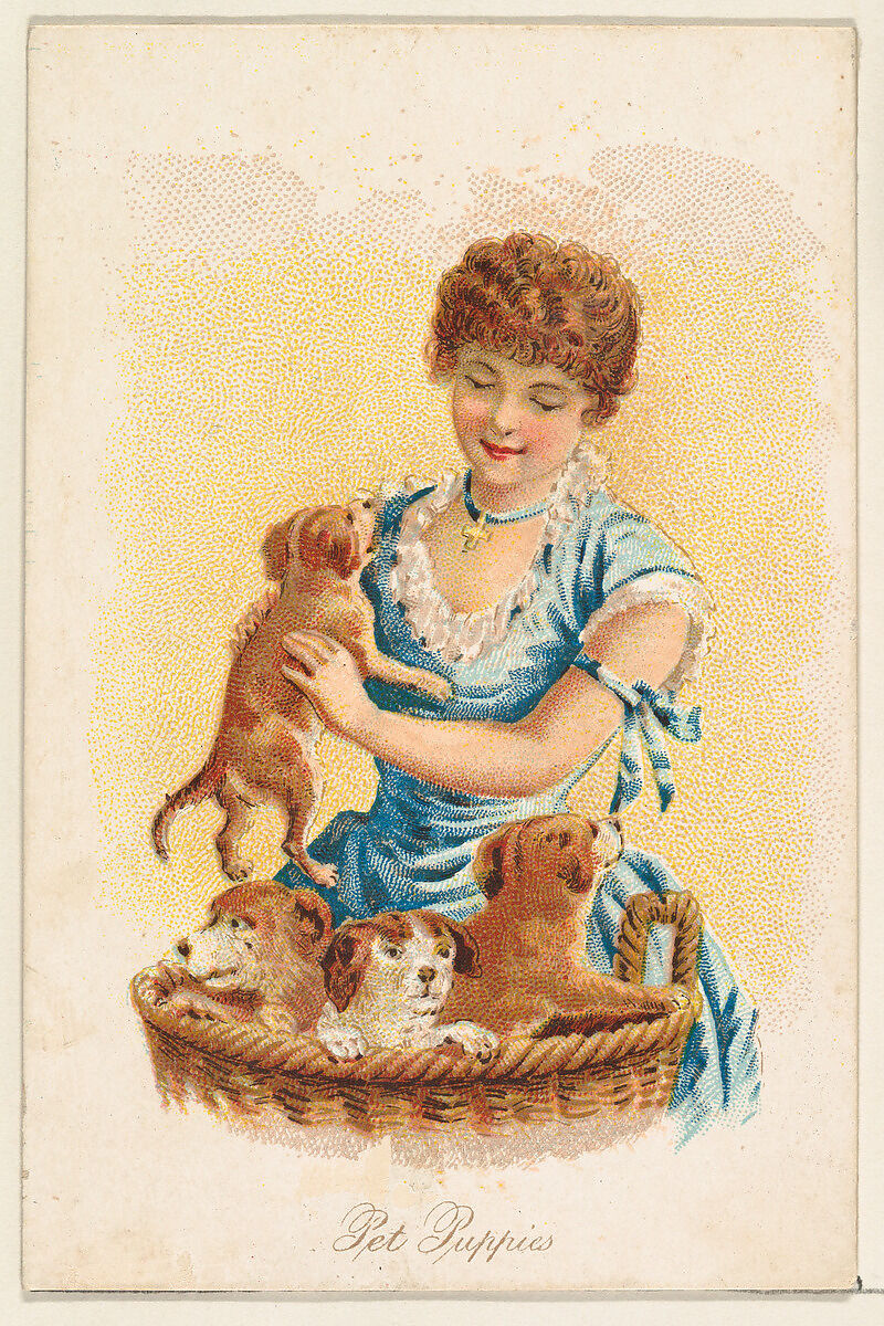 Pet Puppies, from the Household Pets series (N194) issued by Wm. S. Kimball & Co., Issued by William S. Kimball &amp; Company, Commercial color lithograph 