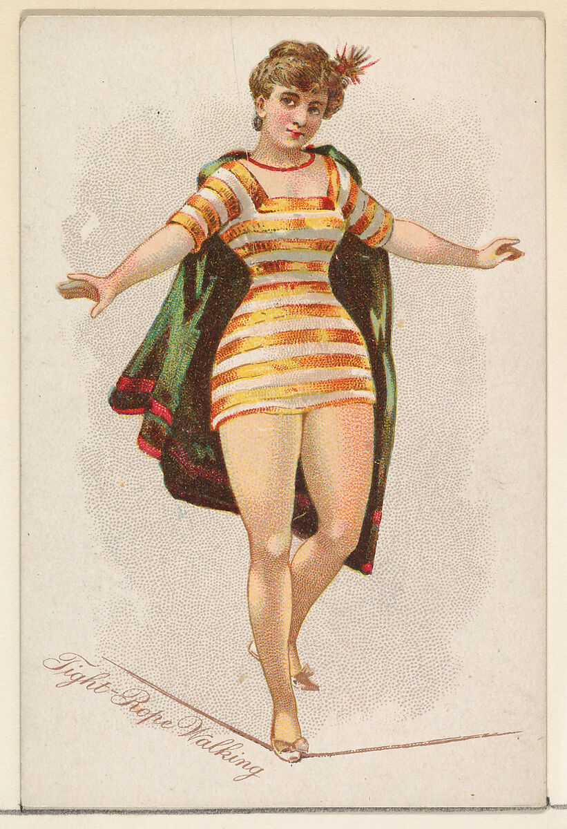 Tightrope Walking, from the Pretty Athletes series (N196) issued by Wm. S. Kimball & Co., Issued by William S. Kimball &amp; Company, Commercial color lithograph 