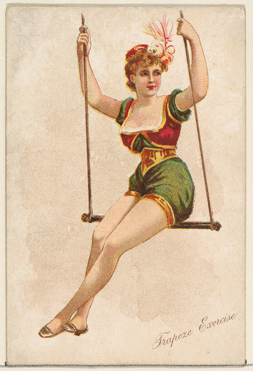 Trapeze Exercise, from the Pretty Athletes series (N196) issued by Wm. S. Kimball & Co., Issued by William S. Kimball &amp; Company, Commercial color lithograph 