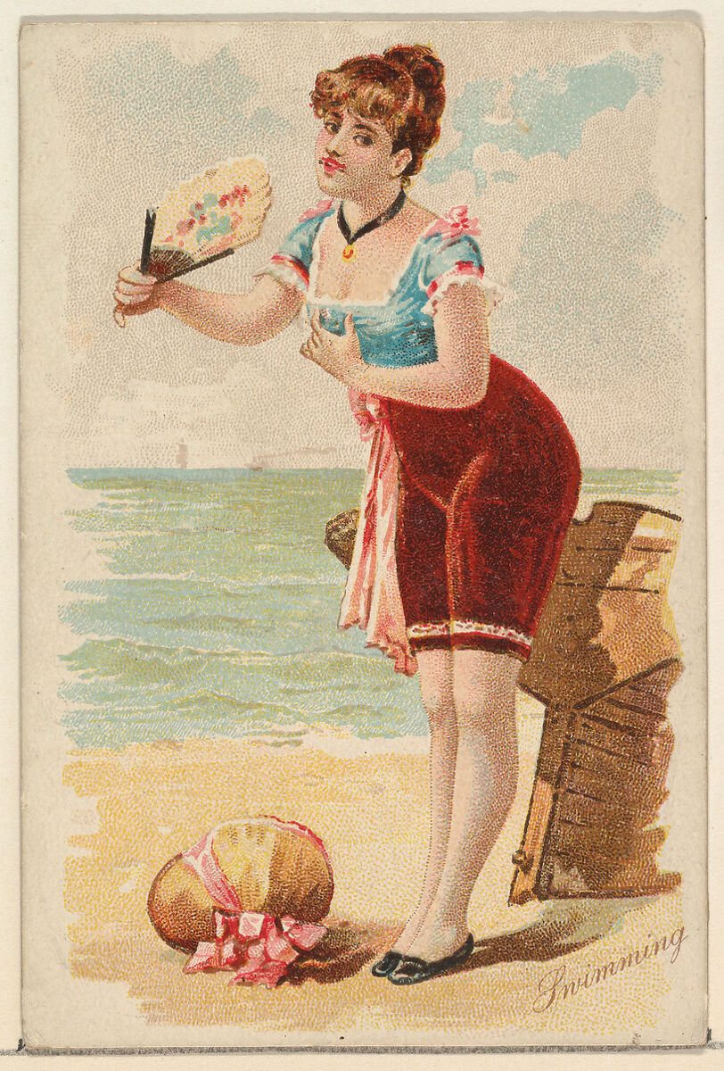 Swimming, from the Pretty Athletes series (N196) issued by Wm. S. Kimball & Co., Issued by William S. Kimball &amp; Company, Commercial color lithograph 