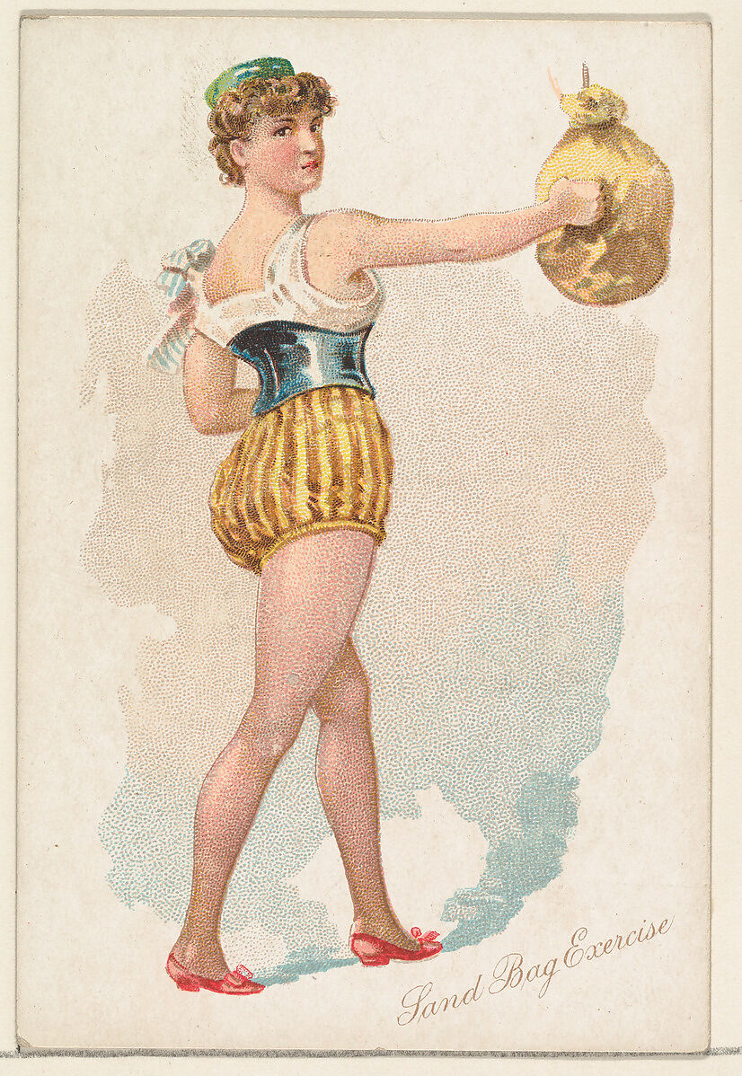 Sand Bag Exercise, from the Pretty Athletes series (N196) issued by Wm. S. Kimball & Co., Issued by William S. Kimball &amp; Company, Commercial color lithograph 