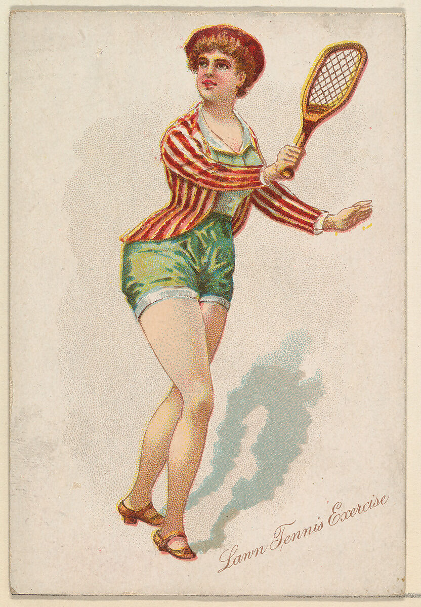 Lawn Tennis Exercise, from the Pretty Athletes series (N196) issued by Wm. S. Kimball & Co., Issued by William S. Kimball &amp; Company, Commercial color lithograph 