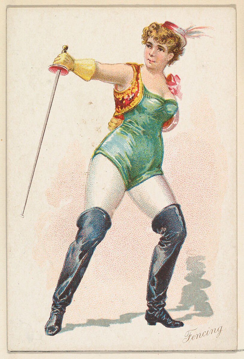 Fencing, from the Pretty Athletes series (N196) issued by Wm. S. Kimball & Co., Issued by William S. Kimball &amp; Company, Commercial color lithograph 
