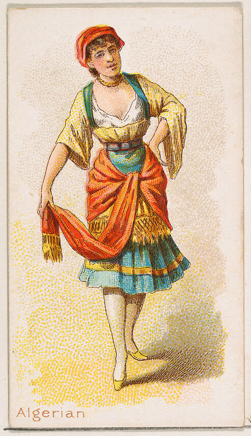 Algerian Dancer, from the Dancing Women series (N186) issued by Wm. S. Kimball & Co., Issued by William S. Kimball &amp; Company, Commercial color lithograph 