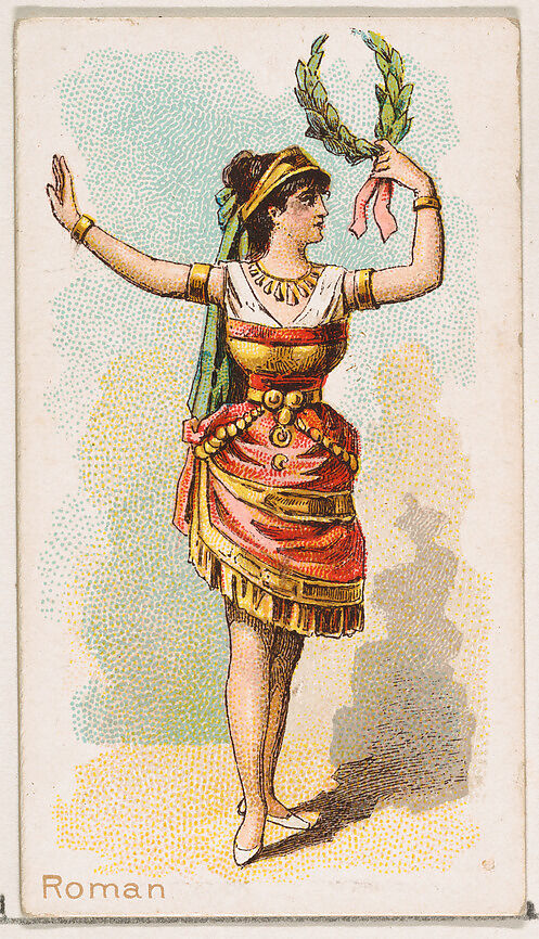 Roman Dancer, from the Dancing Women series (N186) issued by Wm. S. Kimball & Co., Issued by William S. Kimball &amp; Company, Commercial color lithograph 