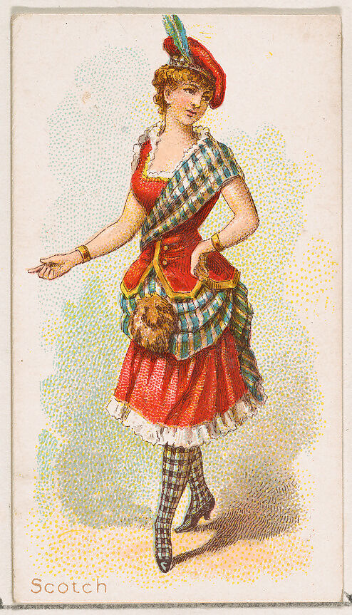 Scotch Dancer, from the Dancing Women series (N186) issued by Wm. S. Kimball & Co., Issued by William S. Kimball &amp; Company, Commercial color lithograph 