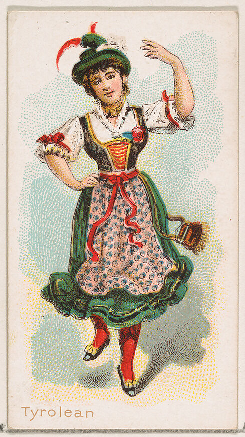 Tyrolean Dancer, from the Dancing Women series (N186) issued by Wm. S. Kimball & Co., Issued by William S. Kimball &amp; Company, Commercial color lithograph 