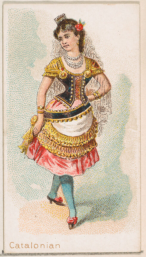 Catalonian Dancer, from the Dancing Women series (N186) issued by Wm. S. Kimball & Co., Issued by William S. Kimball &amp; Company, Commercial color lithograph 