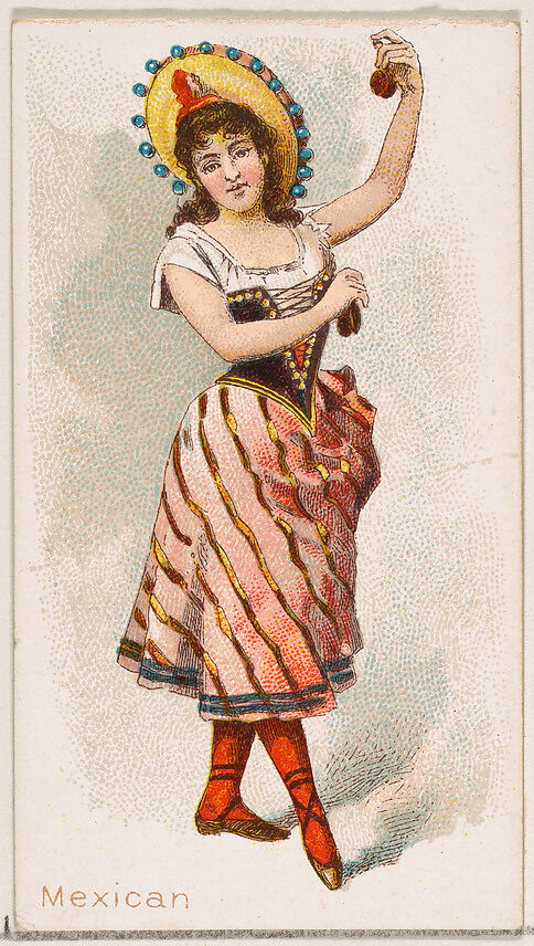 Mexican Dancer, from the Dancing Women series (N186) issued by Wm. S. Kimball & Co., Issued by William S. Kimball &amp; Company, Commercial color lithograph 