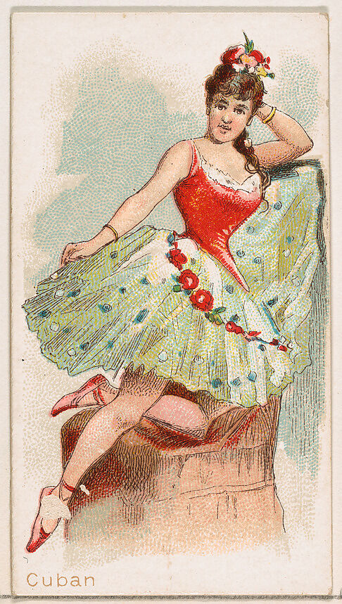 Cuban Dancer, from the Dancing Women series (N186) issued by Wm. S. Kimball & Co., Issued by William S. Kimball &amp; Company, Commercial color lithograph 