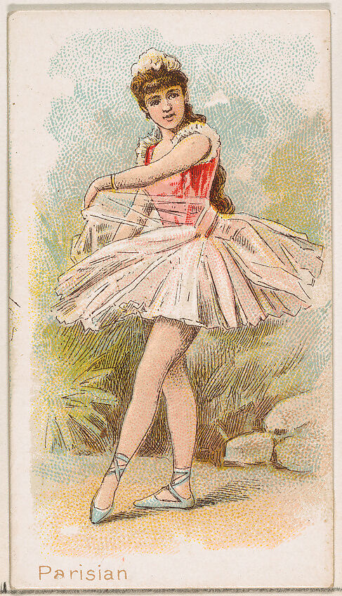 Parisian Dancer, from the Dancing Women series (N186) issued by Wm. S. Kimball & Co., Issued by William S. Kimball &amp; Company, Commercial color lithograph 