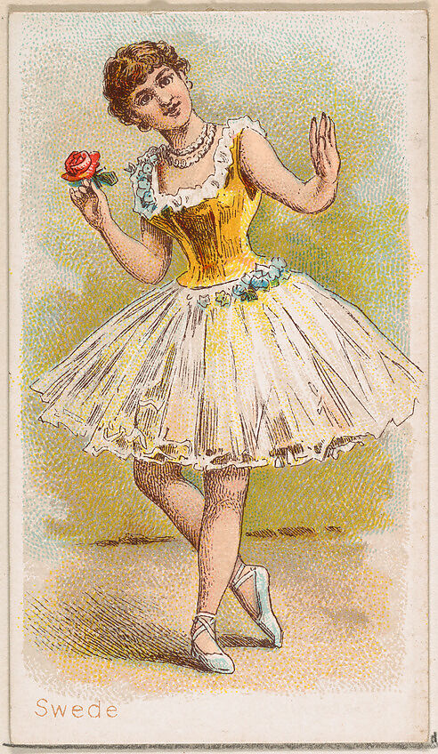Swedish Dancer, from the Dancing Women series (N186) issued by Wm. S. Kimball & Co., Issued by William S. Kimball &amp; Company, Commercial color lithograph 