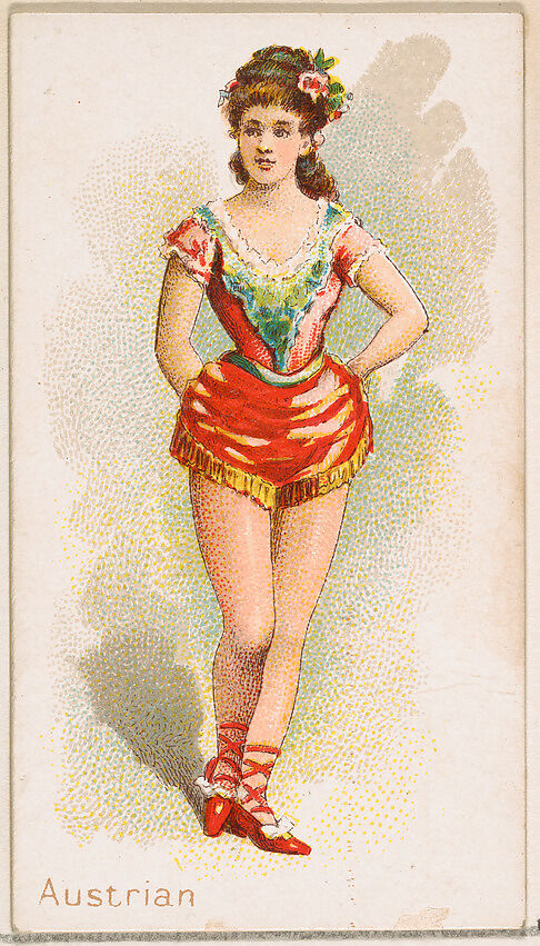 Austrian Dancer, from the Dancing Women series (N186) issued by Wm. S. Kimball & Co., Issued by William S. Kimball &amp; Company, Commercial color lithograph 