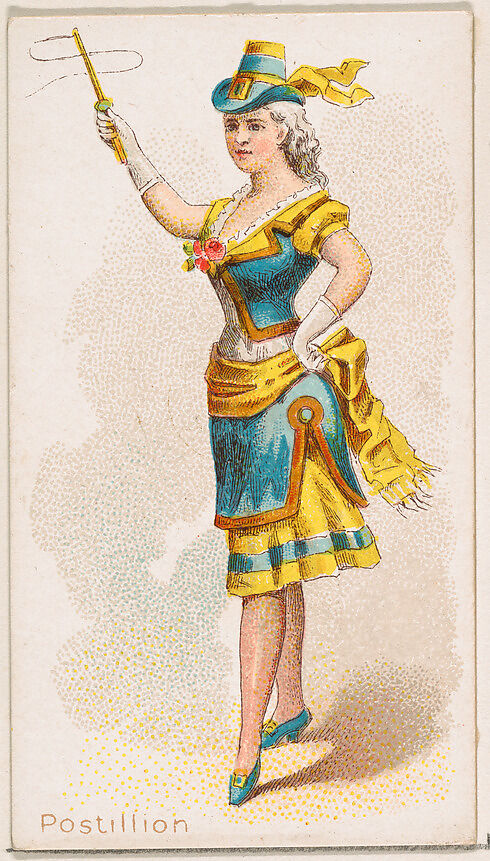 Postillion Dancer, from the Dancing Women series (N186) issued by Wm. S. Kimball & Co., Issued by William S. Kimball &amp; Company, Commercial color lithograph 