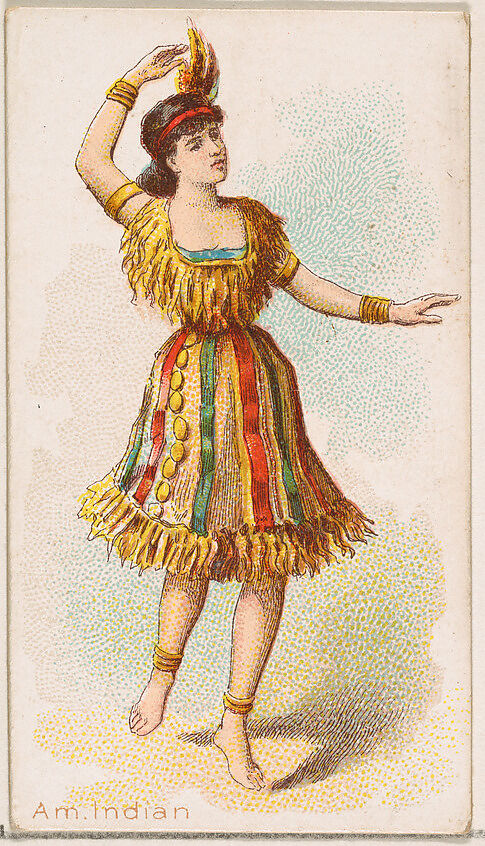American Indian Dancer, from the Dancing Women series (N186) issued by Wm. S. Kimball & Co., Issued by William S. Kimball &amp; Company, Commercial color lithograph 