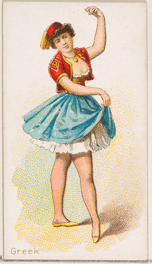 Greek Dancer, from the Dancing Women series (N186) issued by Wm. S. Kimball & Co., Issued by William S. Kimball &amp; Company, Commercial color lithograph 