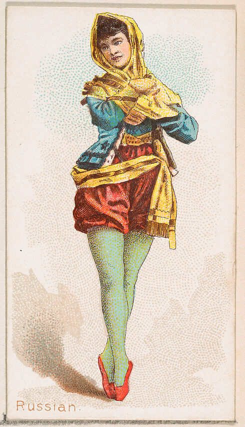Russian Dancer, from the Dancing Women series (N186) issued by Wm. S. Kimball & Co., Issued by William S. Kimball &amp; Company, Commercial color lithograph 