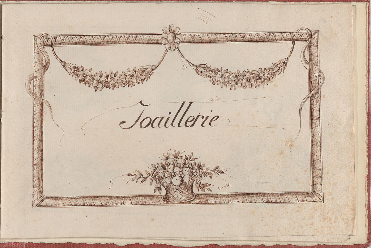 Joaillerie: Album of Jewelry Designs, Title Page, Anonymous, French  , 18th century, Brown ink 