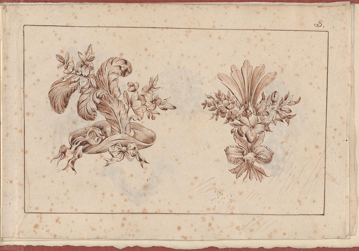 Joaillerie: Album of Jewelry Designs, Page 3, Anonymous, French  , 18th century, Brown ink 