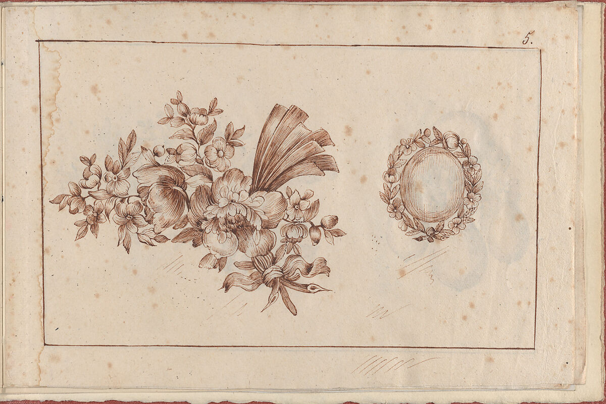 Joaillerie: Album of Jewelry Designs, Page 5, Anonymous, French  , 18th century, Brown ink 