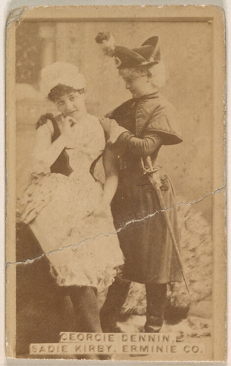 Georgie Dennin and Sadie Kirby, Erminie Co., from the Actresses series (N203) issued by Wm. S. Kimball & Co., Issued by William S. Kimball &amp; Company, Commercial color lithograph 