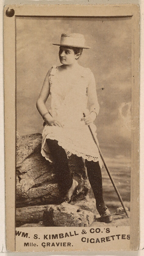 Mlle Gravier, from the Actresses series (N203) issued by Wm. S. Kimball & Co., Issued by William S. Kimball &amp; Company, Commercial color lithograph 