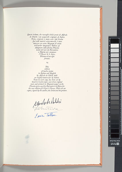 12 Poesie, Alfredo De Palchi (Italian, born Verona, 1926), Book of poems with original watercolor