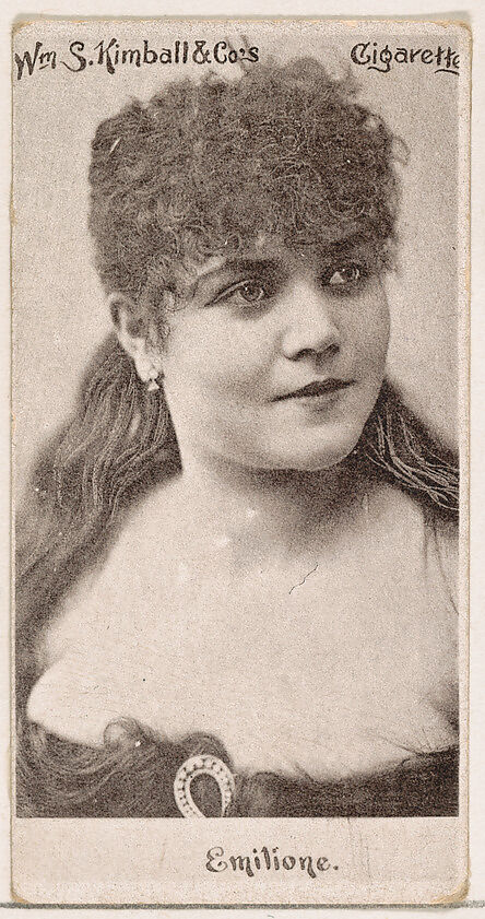 Miss Emilione, from the Actresses series (N190) issued by Wm. S. Kimball & Co., Issued by William S. Kimball &amp; Company, Commercial lithograph 