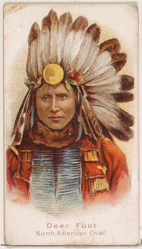Deer Foot, North American Chief, from the Savage and Semi-Barbarous Chiefs and Rulers series (N189) issued by Wm. S. Kimball & Co., Issued by William S. Kimball &amp; Company, Commercial color lithograph 