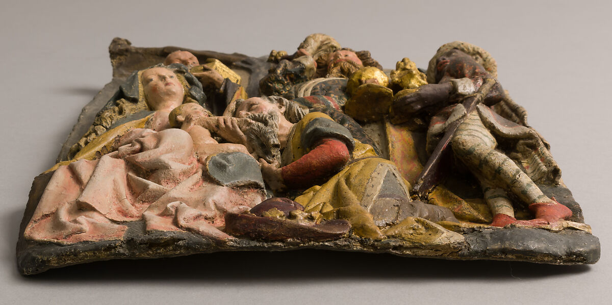 Adoration of the Magi, Cartapesta (papier maché) with polychromy and gilding, German