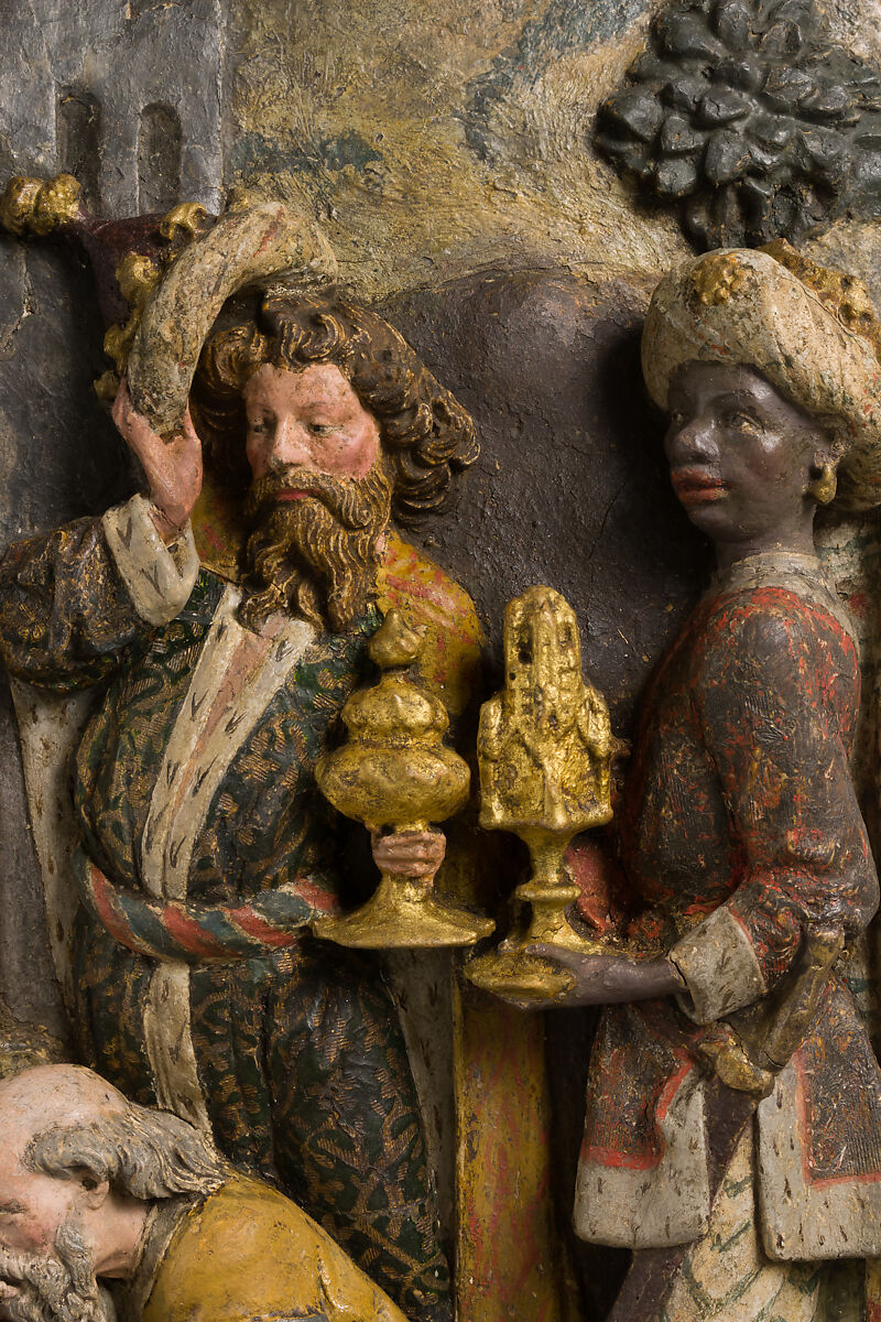 Adoration of the Magi, Cartapesta (papier maché) with polychromy and gilding, German